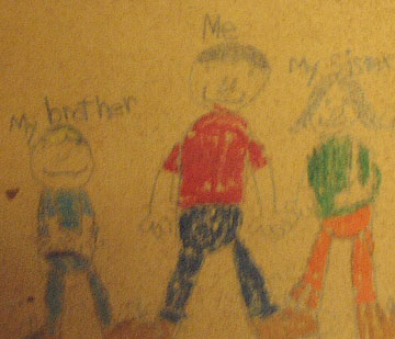 a drawing I did way back when (sappy and manipulative i know, but i had no photos of the three of us, so...)