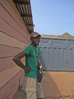 Akirash oputside his studio in Nima, Accra, Ghana