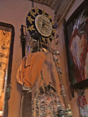 fetish like creations made from garbage at the gallery of Akirash