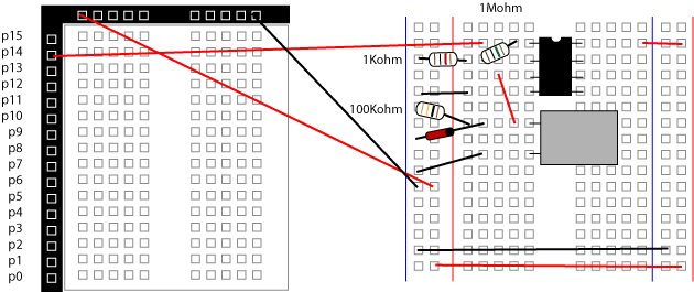 breadboard and basic stamp config for output from a Piezo Film Vibra Tab